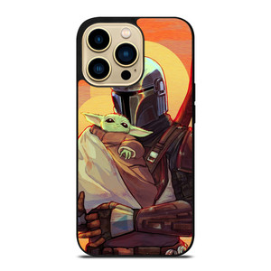 MANDALORIAN AND BABY YODA STAR WARS CARTOON iPhone 14 Pro Max Case MANDALORIAN AND BABY YODA STAR WARS CARTOON iPhone 14 Pro Max Case