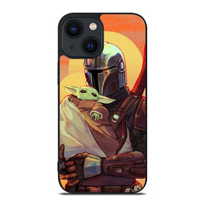 MANDALORIAN AND BABY YODA STAR WARS CARTOON iPhone 14 Plus Case