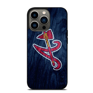 ATLANTA BRAVES MLB WOODEN LOGO iPhone 13 Pro Case ATLANTA BRAVES MLB WOODEN LOGO iPhone 13 Pro Case