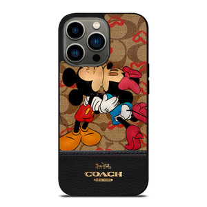 COACH NEW YORK BROWN MICKEY AND MINNIE MOUSE iPhone 13 Pro Case