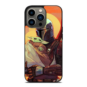 MANDALORIAN AND BABY YODA STAR WARS CARTOON iPhone 13 Pro Case MANDALORIAN AND BABY YODA STAR WARS CARTOON iPhone 13 Pro Case