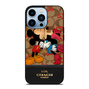 COACH NEW YORK BROWN MICKEY AND MINNIE MOUSE iPhone 13 Pro Max Case COACH NEW YORK BROWN MICKEY AND MINNIE MOUSE iPhone 13 Pro Max Case