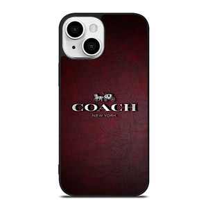 COACH NEW YORK LOGO RED LEATHER iPhone 13 Mini Case