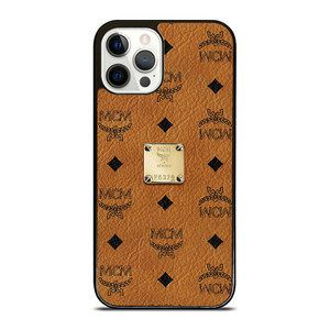 MCM WORLD WIDE BROWN LEATHER EMBLEM iPhone 12 Pro Case