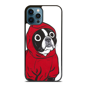 BOSTON TERRIER IN A RED HOODIE iPhone 12 Pro Max Case