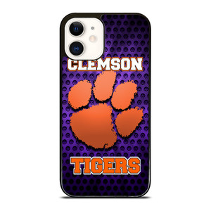 CLEAMSON TIGERS FOOTBALL LOGO PURPLE iPhone 12 Case