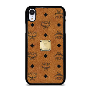 MCM WORLD WIDE BROWN LEATHER EMBLEM iPhone XR Case MCM WORLD WIDE BROWN LEATHER EMBLEM iPhone XR Case