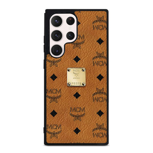 MCM WORLD WIDE BROWN LEATHER EMBLEM Samsung Galaxy S23 Ultra Case MCM WORLD WIDE BROWN LEATHER EMBLEM Samsung Galaxy S23 Ultra Case