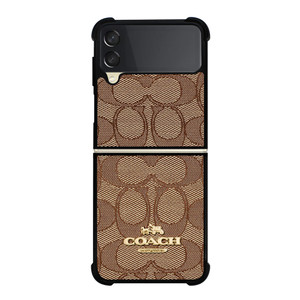 COACH NEW YORK PATTERN BROWN Samsung Galaxy Z FLip 3 5G Case Cover