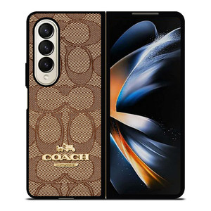 COACH NEW YORK PATTERN BROWN Samsung Galaxy Z Fold 4 Case Cover