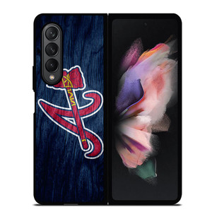 ATLANTA BRAVES MLB WOODEN LOGO Samsung Galaxy Z Fold 3 Case Cover