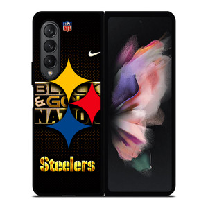 PITTSBURGH STEELERS BLACK AND GO NATION Samsung Galaxy Z Fold 3 Case Cover