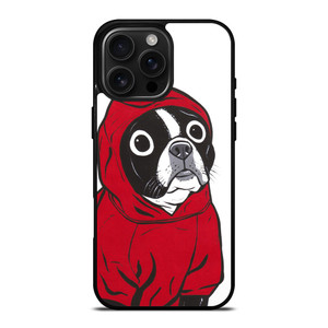 BOSTON TERRIER IN A RED HOODIE iPhone 16 Pro Max Case