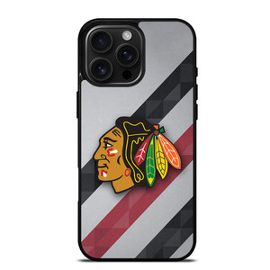 CHICAGO BLACK HAWKS STRIPS iPhone 16 Pro Max Case CHICAGO BLACK HAWKS STRIPS iPhone 16 Pro Max Case