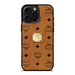 MCM WORLD WIDE BROWN LEATHER EMBLEM iPhone 16 Pro Max Case