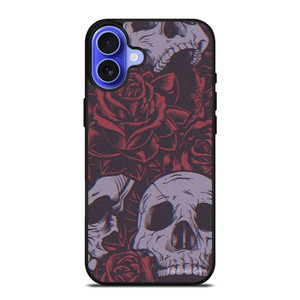 BLACK SKULLS AND ROSES iPhone 16 Case BLACK SKULLS AND ROSES iPhone 16 Case