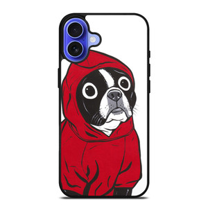 BOSTON TERRIER IN A RED HOODIE iPhone 16 Case