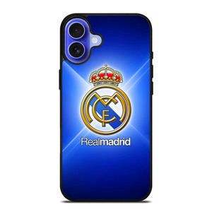REAL MADRID LOGO BLUE LIGHT iPhone 16 Case REAL MADRID LOGO BLUE LIGHT iPhone 16 Case
