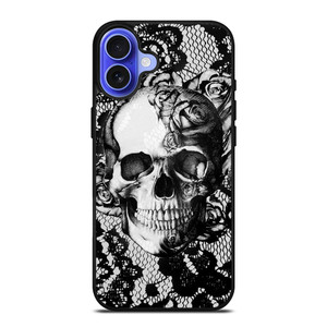 SKULL ON BLACK LACE iPhone 16 Case SKULL ON BLACK LACE iPhone 16 Case