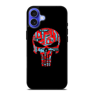 THE PUNISHER SKULL RED BLUE ARTWORK iPhone 16 Case THE PUNISHER SKULL RED BLUE ARTWORK iPhone 16 Case