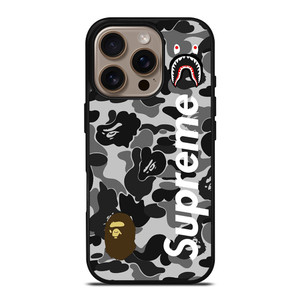 BAPE CAMO SHARK LOGO X SUPREME iPhone 16 Pro Case BAPE CAMO SHARK LOGO X SUPREME iPhone 16 Pro Case