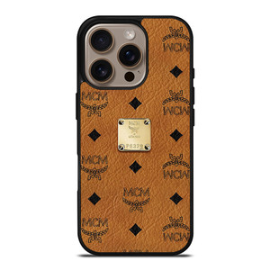 MCM WORLD WIDE BROWN LEATHER EMBLEM iPhone 16 Pro Case