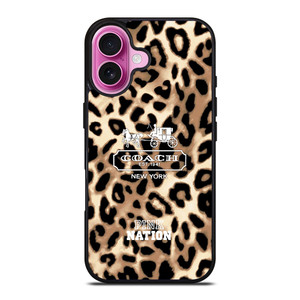 COACH NEW YORK PINK NATION LEPOARD iPhone 16 Plus Case COACH NEW YORK PINK NATION LEPOARD iPhone 16 Plus Case