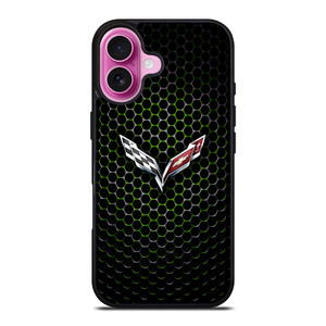 CORVETTE LOGO GREEN METAL iPhone 16 Plus Case CORVETTE LOGO GREEN METAL iPhone 16 Plus Case