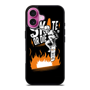 SKULL SKATE OR DIE ORANGE ARTWORK iPhone 16 Plus Case SKULL SKATE OR DIE ORANGE ARTWORK iPhone 16 Plus Case