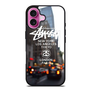 STUSSY NEW YORK LA TOKYO LONDON PARIS iPhone 16 Plus Case STUSSY NEW YORK LA TOKYO LONDON PARIS iPhone 16 Plus Case