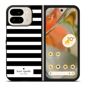 KATE SPADE NEW YORK BLACK WHITE STRIPES Google Pixel 9 Pro Fold Case