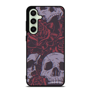 BLACK SKULLS AND ROSES Samsung Galaxy S24 FE Case