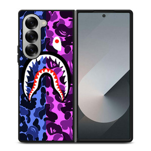 BAPE SHARK LOGO BLUE VIOLET Samsung Galaxy Z Fold 6 Case Cover