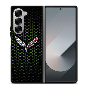 CORVETTE LOGO GREEN METAL Samsung Galaxy Z Fold 6 Case Cover