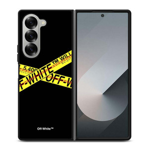 OFF WHITE LOGO POLICE LINE Samsung Galaxy Z Fold 6 Case Cover
