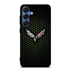 CORVETTE LOGO GREEN METAL Samsung Galaxy S25 Case
