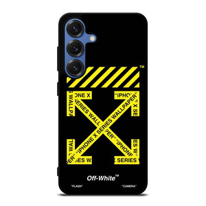 OFF WHITE LOGO YELLOW STRIPE Samsung Galaxy S25 Case
