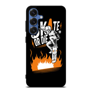 SKULL SKATE OR DIE ORANGE ARTWORK Samsung Galaxy S25 Case