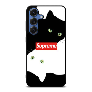 SUPREME BLACK WHITE CAT Samsung Galaxy S25 Case SUPREME BLACK WHITE CAT Samsung Galaxy S25 Case