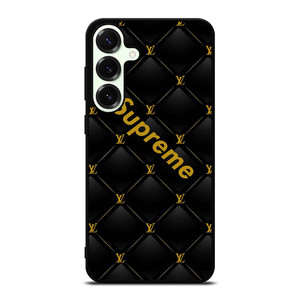 SUPREME BLACK PATTERN GOLD Samsung Galaxy S25 Plus Case