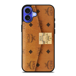 MCM WORLD WIDE BROWN LEATHER iPhone 16 Case MCM WORLD WIDE BROWN LEATHER iPhone 16 Case