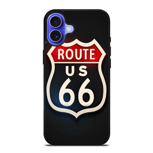 ROUTE 66 STREET US LOGO CARBON iPhone 16 Case ROUTE 66 STREET US LOGO CARBON iPhone 16 Case