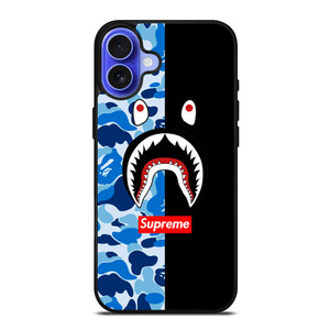 SUPREME BAPE SHARK CAMO BLUE BLACK iPhone 16 Case