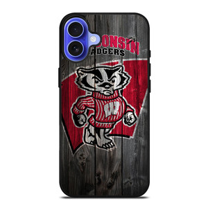 WISCONSIN BADGER WOODEN LOGO iPhone 16 Case WISCONSIN BADGER WOODEN LOGO iPhone 16 Case