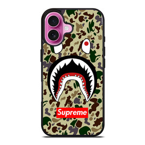 SHARK CAMO BATHING APE SUPREME iPhone 16 Plus Case
