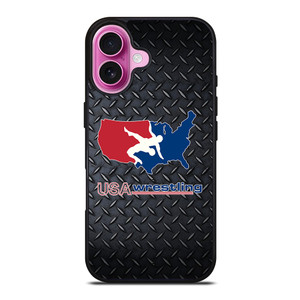 USA WRESTLING METAL LOGO iPhone 16 Plus Case USA WRESTLING METAL LOGO iPhone 16 Plus Case