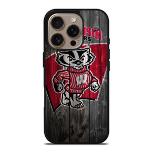 WISCONSIN BADGER WOODEN LOGO iPhone 16 Pro Case