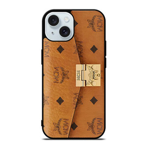 MCM WORLD WIDE BROWN LEATHER iPhone 15  Case Cover