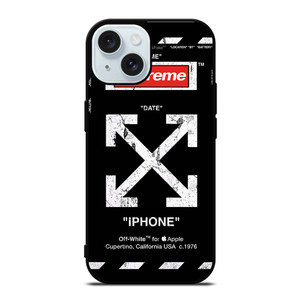 OFF WHITE BLACK SUP iPhone 15  Case Cover OFF WHITE BLACK SUP iPhone 15  Case Cover