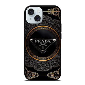 PRADA MILANO BLACK GOLD iPhone 15 Case Cover PRADA MILANO BLACK GOLD iPhone 15 Case Cover